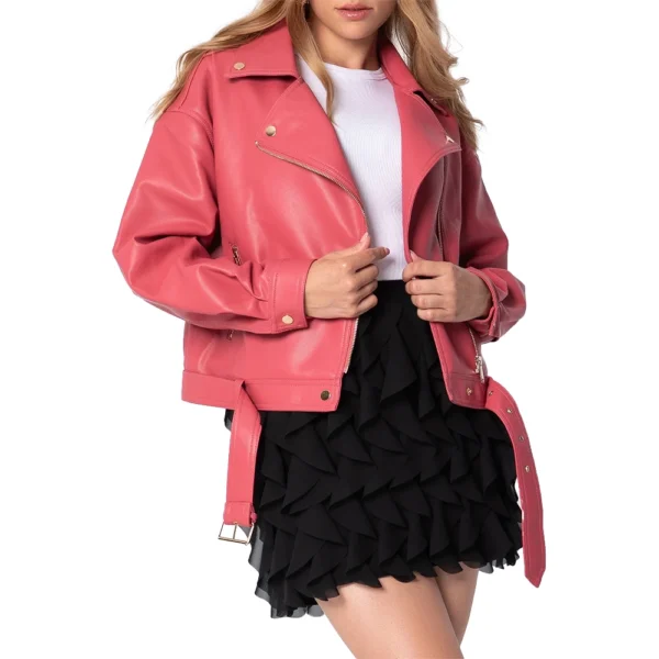 Gemini Pink Motorcycle Leather Jacket
