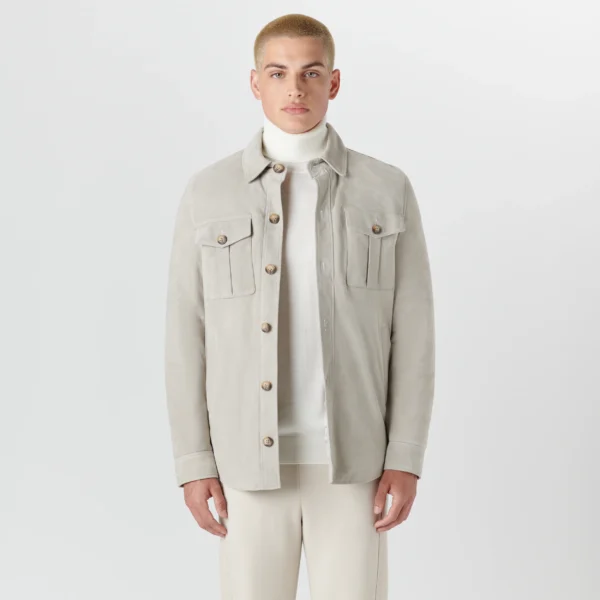 Classic Beige Suede Leather Shirt
