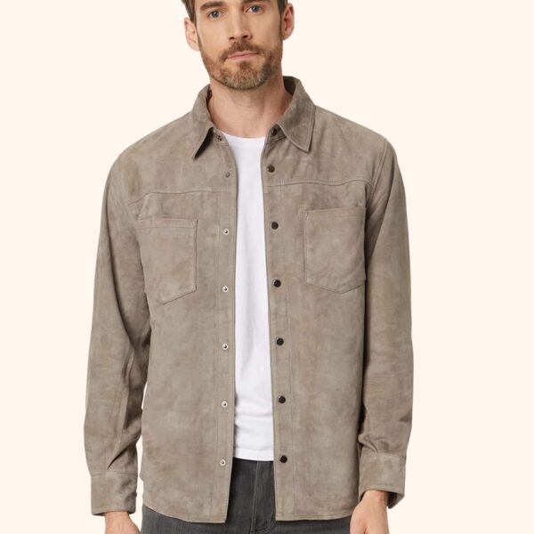Classic Brown Suede Leather Shirt