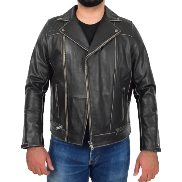 Men’s Brando Black Vintage Motorcycle Leather Jacket