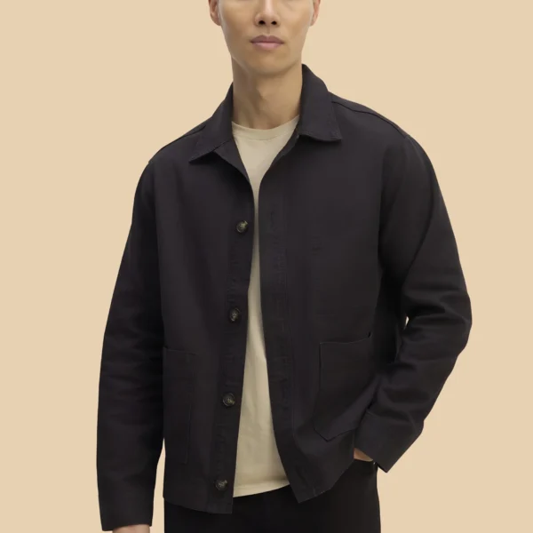 Classic Black Organic Cotton Chore Jacket