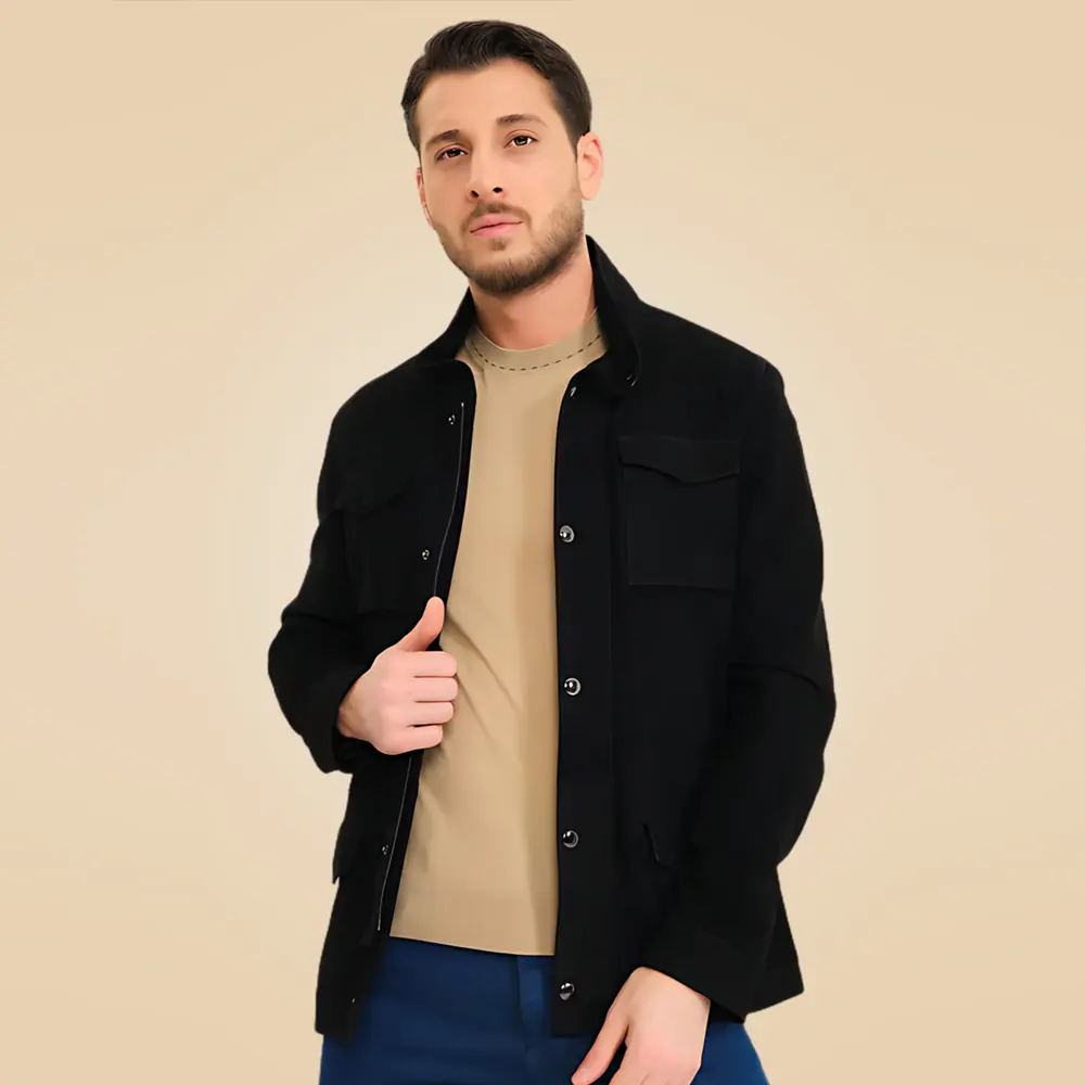 Men’s Classic Black Suede Leather Jacket