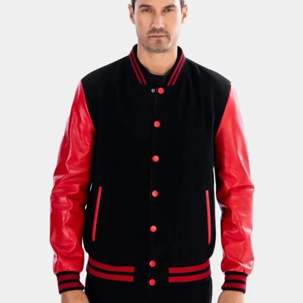 Classic Black & Red College Varsity Jacket