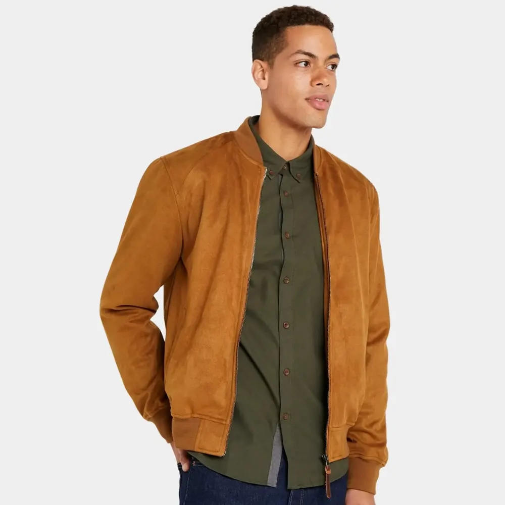 Men’s Classic Brown Suede Bomber Jacket