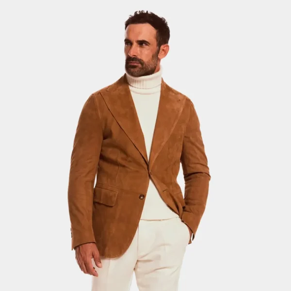 Men’s Classic Brown Suede Leather Blazer