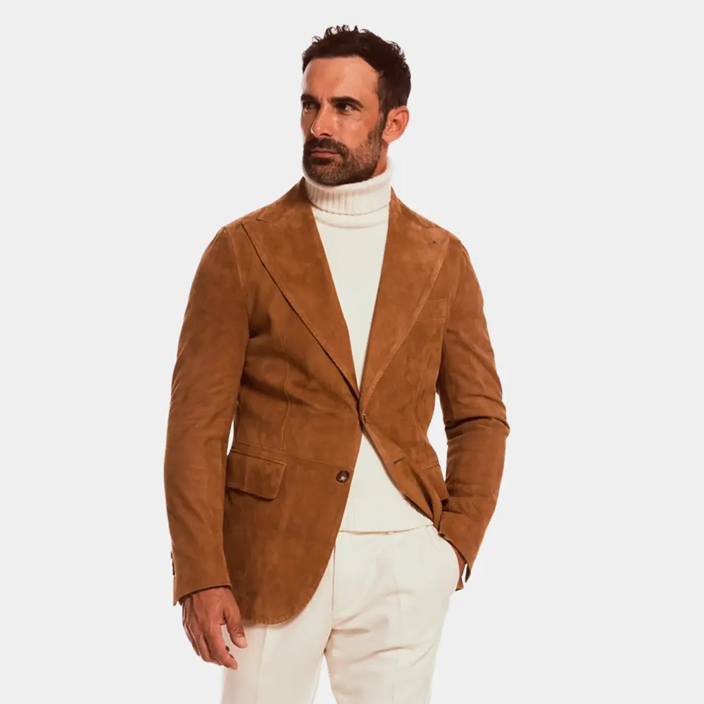 Men’s Classic Brown Suede Leather Blazer