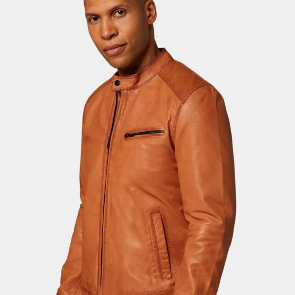 John Tan Leather Cafe Racer Jacket
