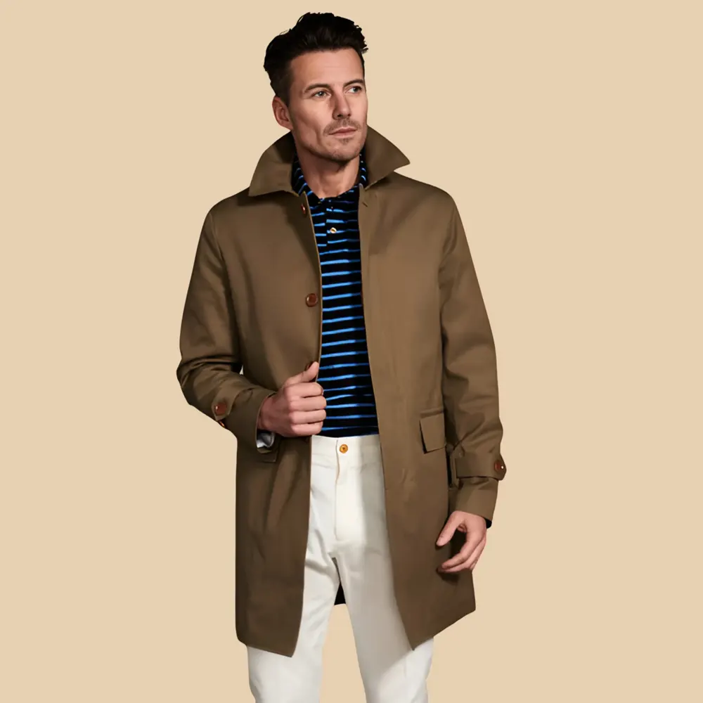Men’s Classic Water Repellent Tan Mac Coat in Brown