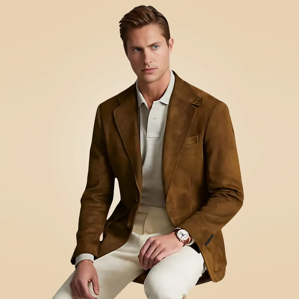 Men’s Dark Brown Suede Leather Sport Coat