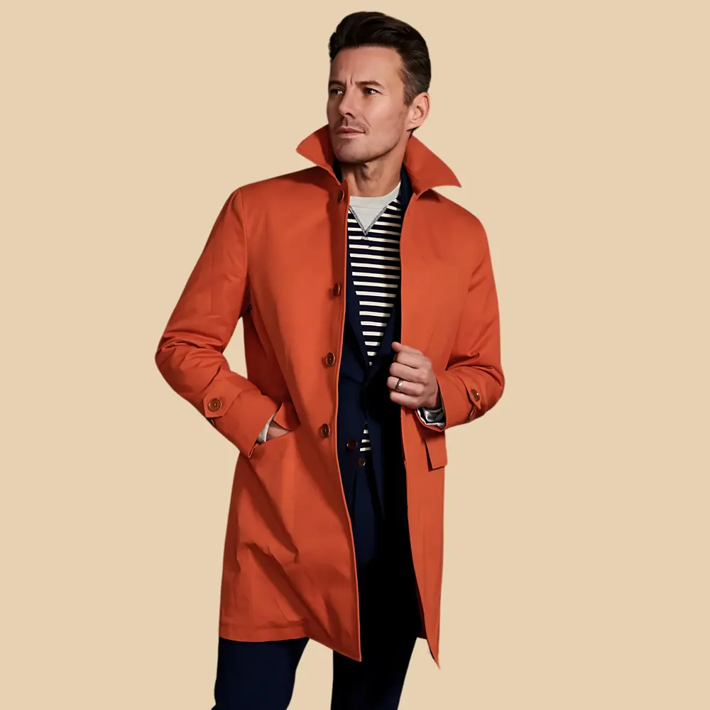 Men’s Orange Nelson Water Repellent Cotton Mac Coat