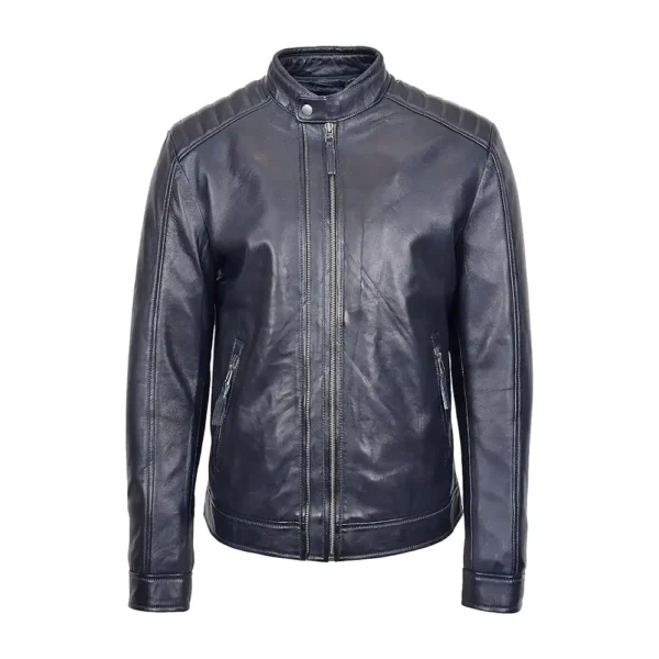 Men’s Storm Grey Motorcycle Leather Jacket