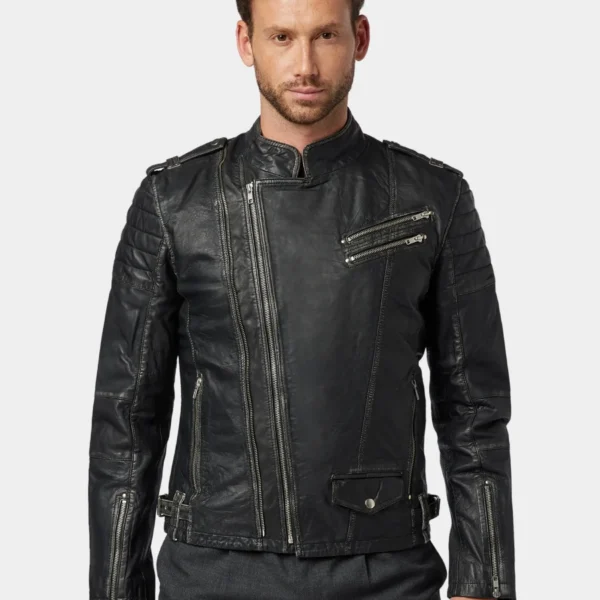 Stylish Black Leather Biker Jacket