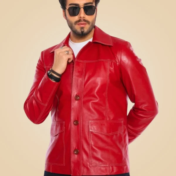 Fight Club Tyler Durden Red Leather Jacket